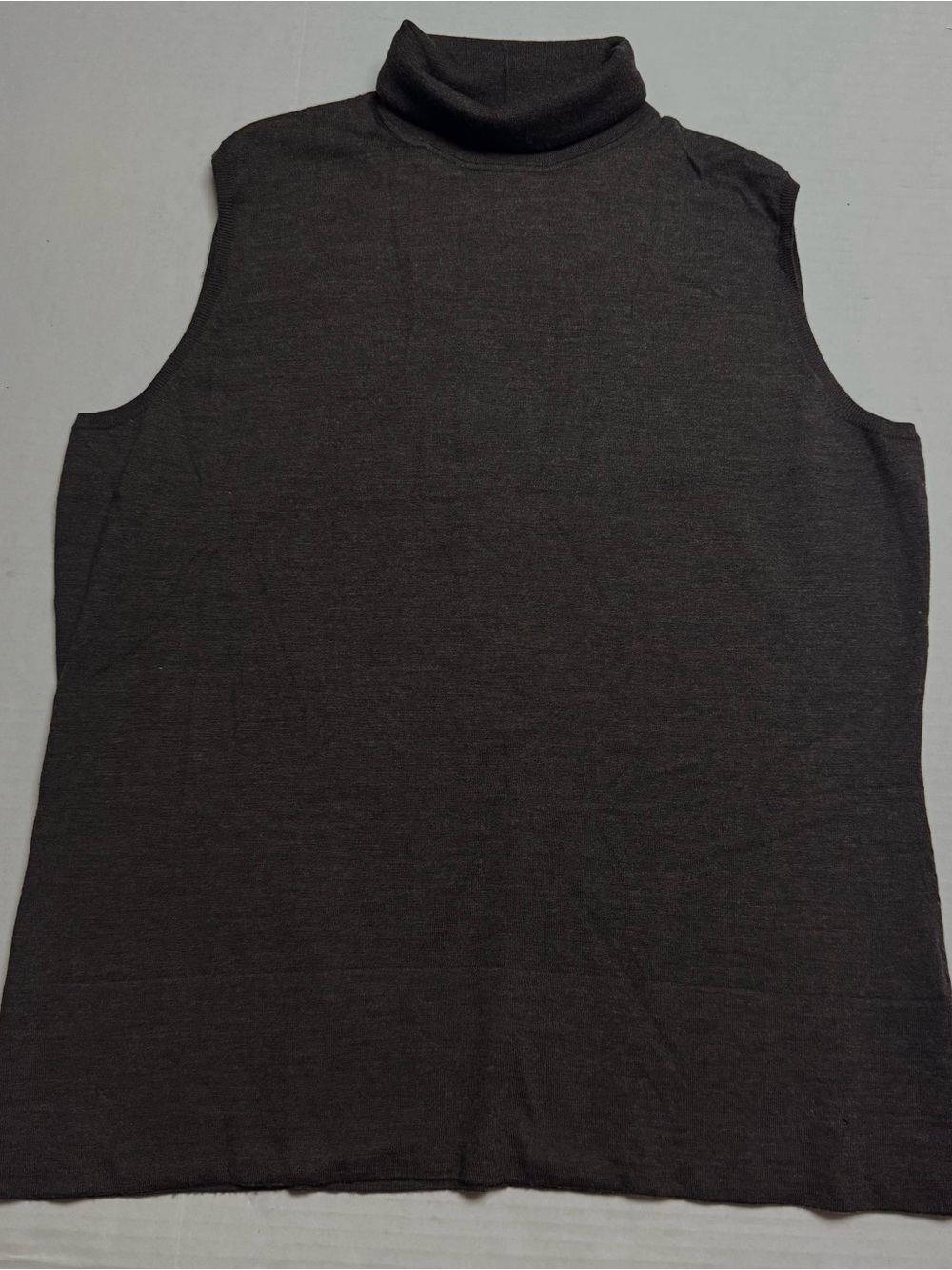 Lafayette 148 NY Brown Lightweight Wool Sleeveless Turtleneck Sweater Top XXL